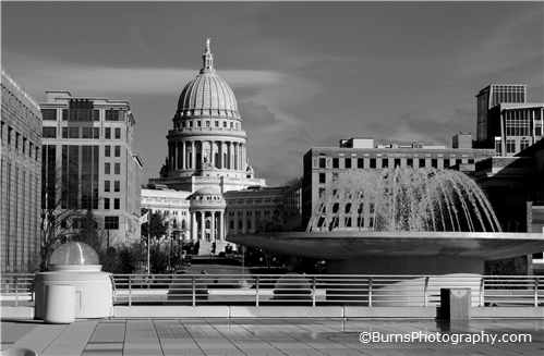 Wisconsin Capitol Monona Terrace Black and White