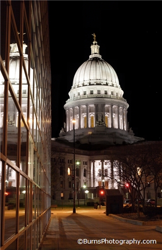 Picture of Madison WI Capitol Reflections at Night